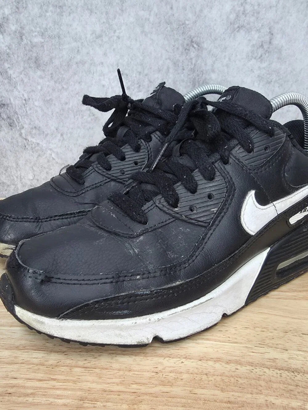 Nike Air Max 90 Shoes Boy's 6.5Y LTR Black White